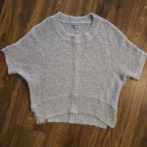 Charlotte Russe Women's Small Silver Short Sleeve Sweater Crop Top